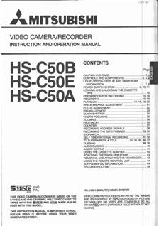 Mitsubishi HS C 50 - Series manual. Camera Instructions.